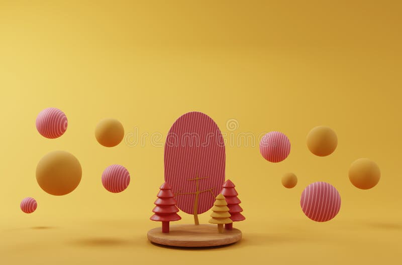 Renderowanie 3d. skład jesienny. jesienne karykatury na podium 3d ilustracja ilustracja wektor