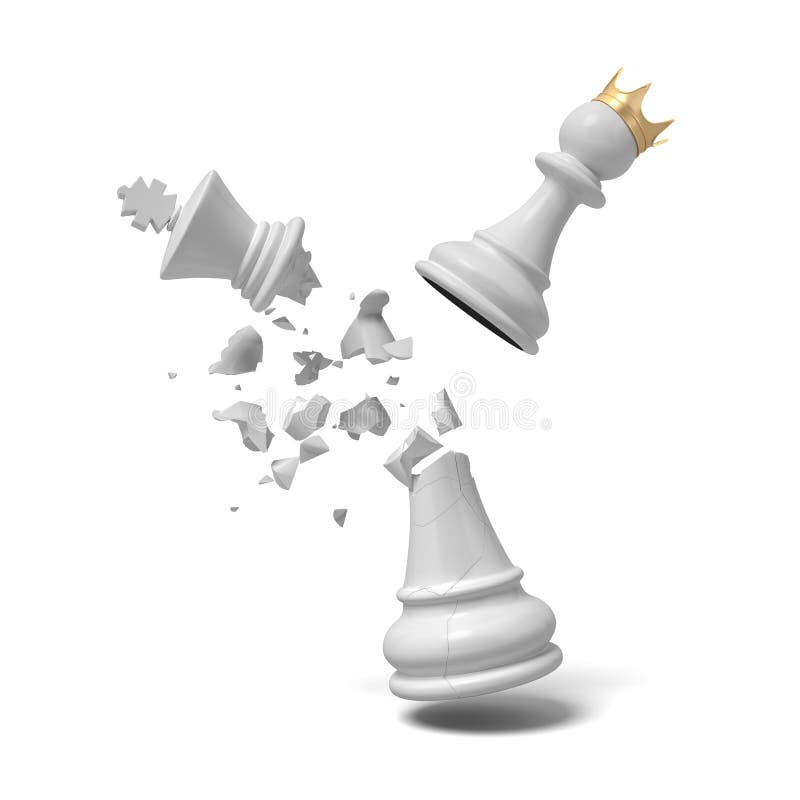 Destruição Rei Xadrez Branco Ilustração Conceitual Checkmate Com