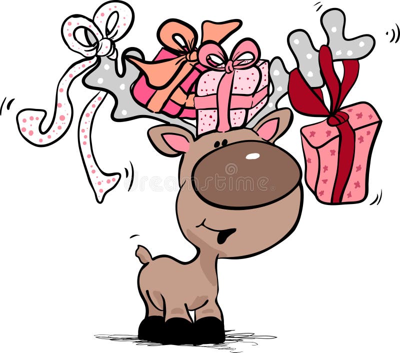 Rendier met giftdozen stock illustratie Rendier met giftdozen stock illustratie
