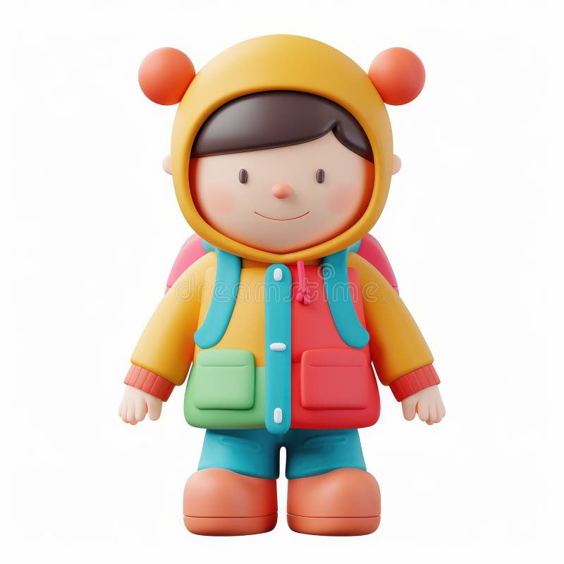 Renditore 3D adorabile di un bambino in vestito invernale di colore royalty illustrazione gratis