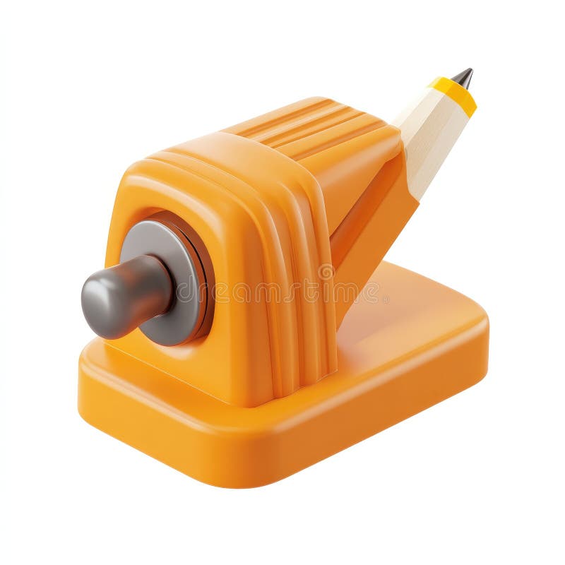 Renditore 3D Sharpenny Arancione Matita illustrazione di stock