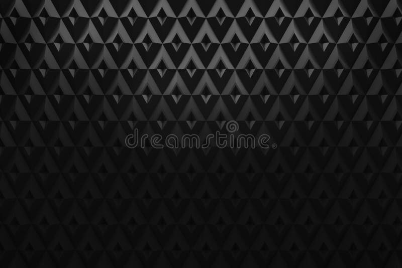 Fundo de padrão triangular de diamante preto abstrato, renderização 3D fotos de stock