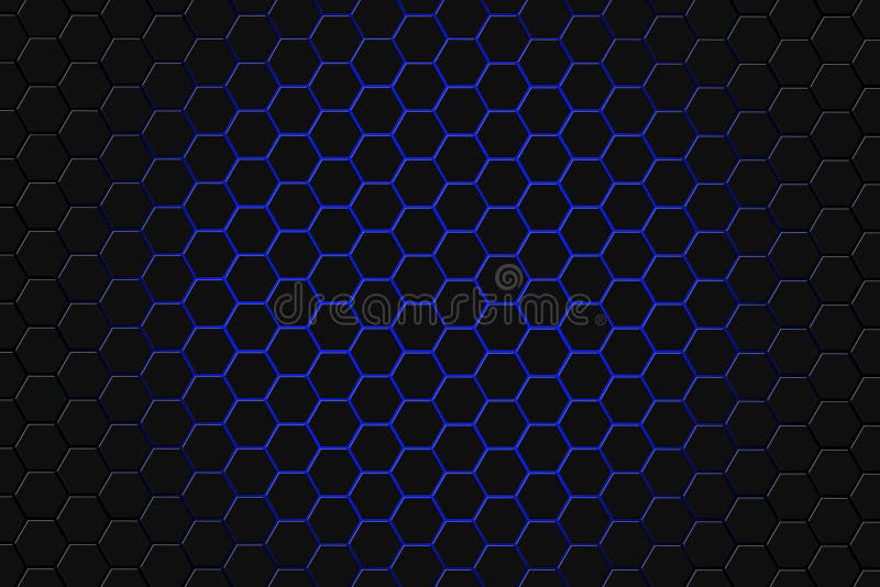 Rendição 3d abstrata da superfície futurista com hexágonos Fundo azul da ficção científica ilustração stock Rendição 3d abstrata da superfície futurista com hexágonos Fundo azul da ficção científica ilustração stock