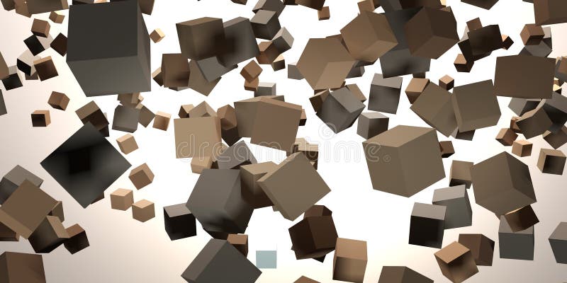 rendição 3D de cubos caoticamente de voo no espaço abstrato ilustração royalty free rendição 3D de cubos caoticamente de voo no espaço abstrato ilustração royalty free