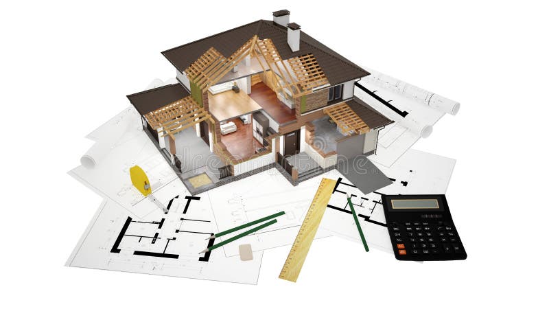 rendição 3D de uma casa moderna ilustração stock rendição 3D de uma casa moderna ilustração stock