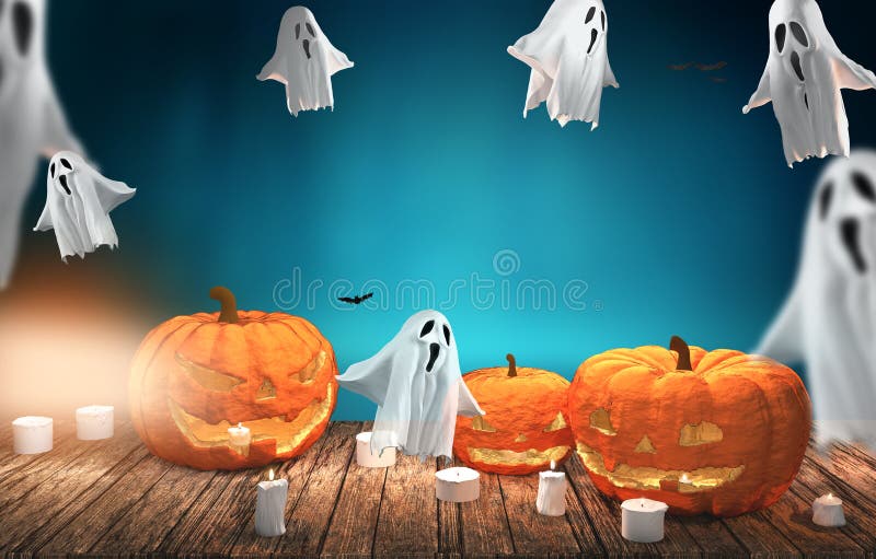 Rendição das abóboras 3D de Dia das Bruxas ilustração royalty free