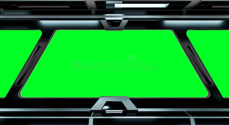 Corredor negro de nave espacial, renderização 3D ilustração stock