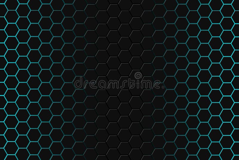 Abstract 3d rendering of futuristic surface with hexagons. Dark green sci-fi background. Illustration. Abstract 3d rendering of futuristic surface with hexagons. Dark green sci-fi background. Illustration