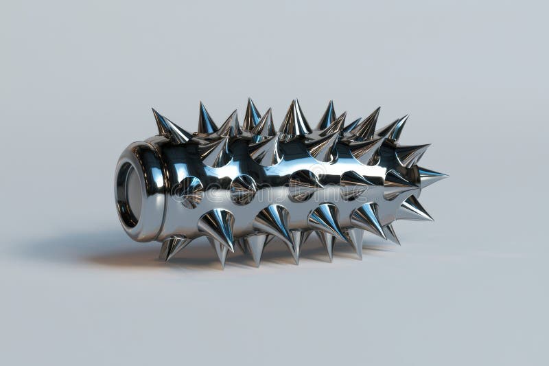 Rendu abstrait 3d d'un cylindre pointillé chromé illustration libre de droits