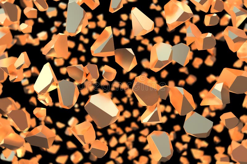 Rendu 3D abstrait des formes géométriques Fond minimalistic généré par ordinateur avec les gros morceaux cassés de l'or moderne image stock Rendu 3D abstrait des formes géométriques Fond minimalistic généré par ordinateur avec les gros morceaux cassés de l'or moderne image stock