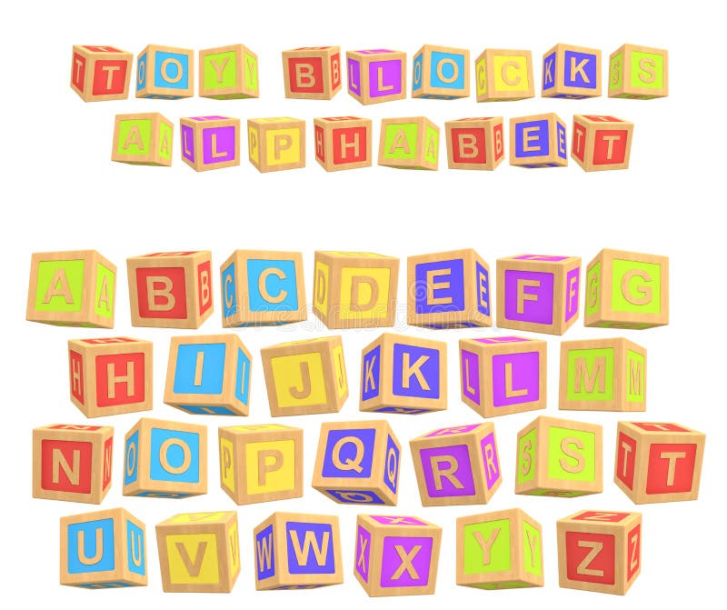 3d rendering of a colorful alphabet with a writing Toy Blocks Alphabet above all letters. Primary education. Kindergarten. Preschool learning. 3d rendering of a colorful alphabet with a writing Toy Blocks Alphabet above all letters. Primary education. Kindergarten. Preschool learning.