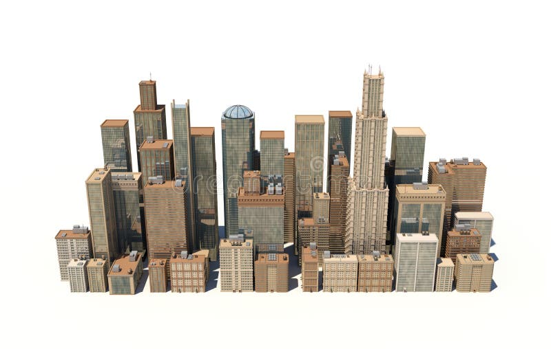 3d rendering of a city landscape with office buildings and skyscrapers isolated on white background. Building and construction. Real estate. Offices and apartments. 3d rendering of a city landscape with office buildings and skyscrapers isolated on white background. Building and construction. Real estate. Offices and apartments.