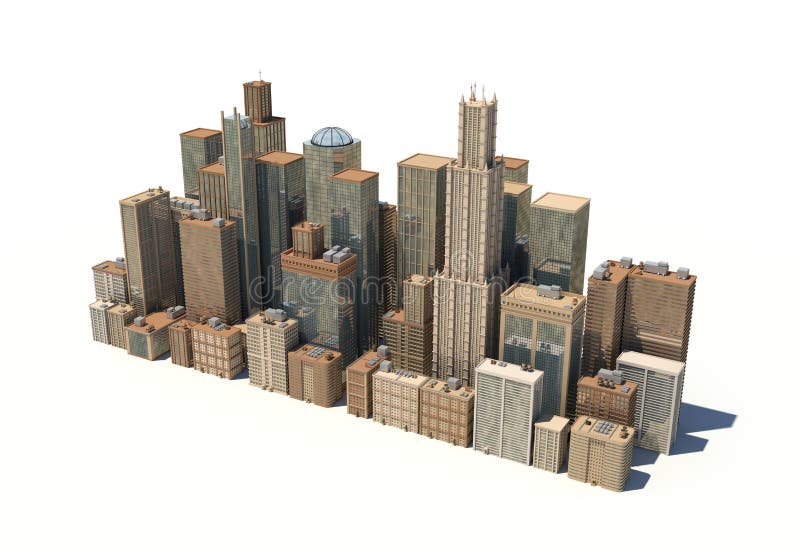 3d rendering of a city landscape with office buildings and skyscrapers isolated on white background. Building and construction. Real estate. Offices and apartments. 3d rendering of a city landscape with office buildings and skyscrapers isolated on white background. Building and construction. Real estate. Offices and apartments.