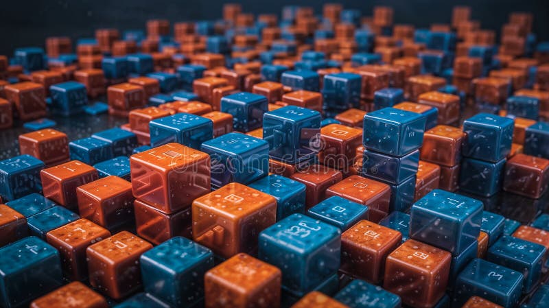 Rendu 3d d'un cube Harmonie illuminée : Symphonie colorée de cubes translucides. illustration stock