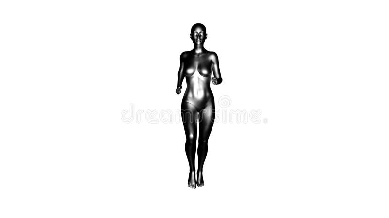Rendu 3d : Une texture de silver port de peau de personnage féminin courant avec le fond blanc illustration de vecteur