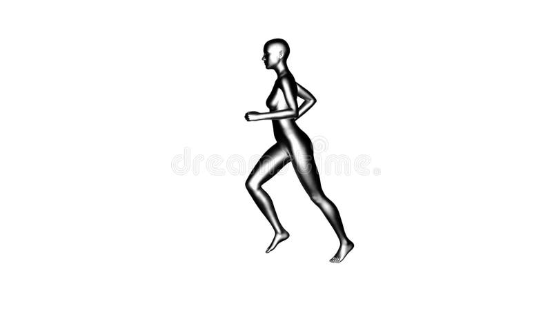 Rendu 3d : Une texture de silver port de peau de personnage féminin courant avec le fond blanc illustration de vecteur
