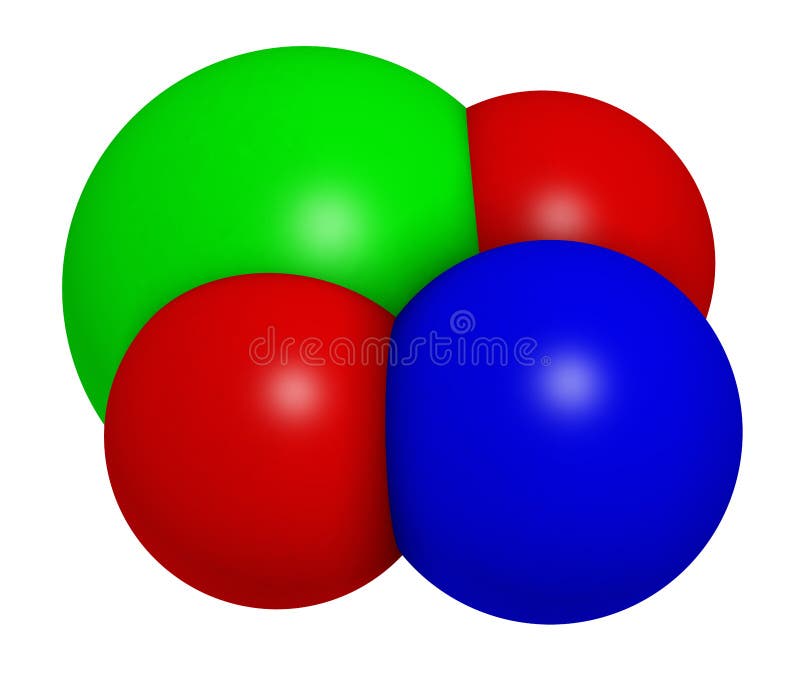 Le Dioxyde De Chlore (ClO2) Molécule. Employée Au Blanchiment De La Pâte Et  Pour La Désinfection De L'eau Potable. Atomes Sont Représentés Comme Des  Sphères Avec Codage Classique De Couleur: Chlore (vert)