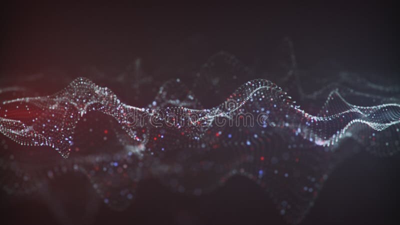 Rendu virtuel du réseau neurologique 3D avec le DOF. Réseau neurologique virtuel rougeoyant abstrait Concept de technologie futuriste d'Infrormation ou d'intelligence artificielle Rendu 3D généré par ordinateur avec le DOF