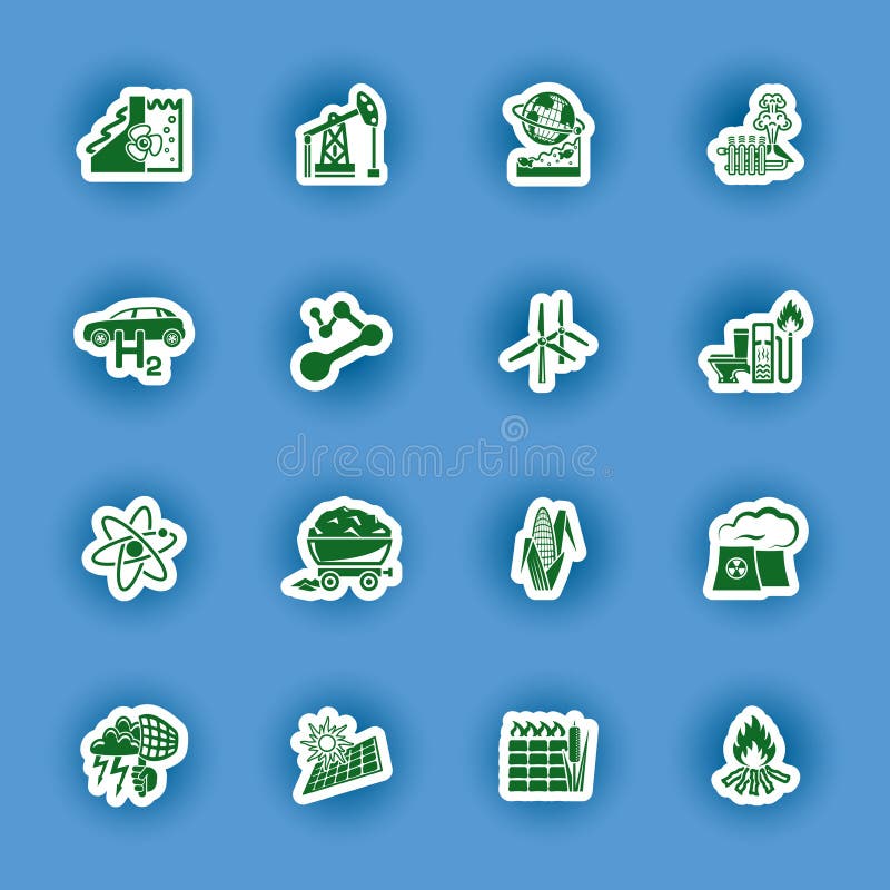 Renewable and alternative energy icon set