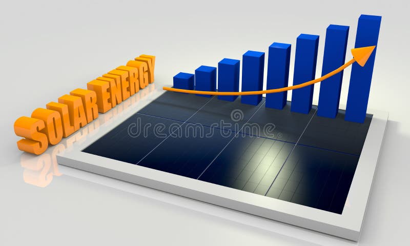Renewable energy, solar panel with chart stock illustration Renewable energy, solar panel with chart stock illustration
