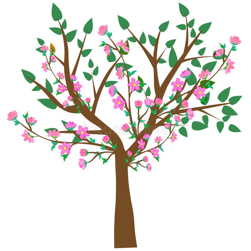 Reng?ringsduk Vektorillustration av ett abstrakt blomstra körsbärsrött träd mot vit bakgrund royaltyfri illustrationer Reng?ringsduk Vektorillustration av ett abstrakt blomstra körsbärsrött träd mot vit bakgrund royaltyfri illustrationer