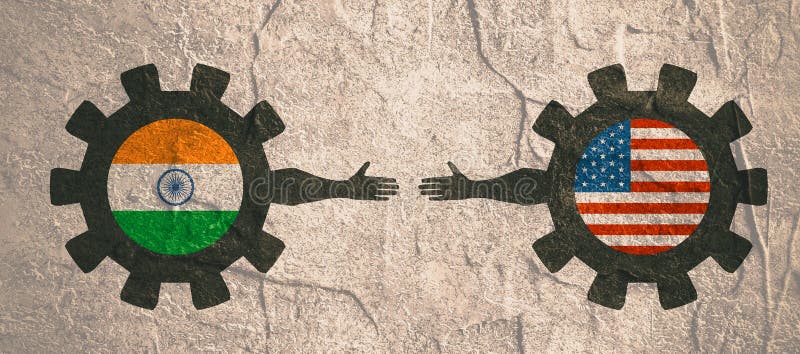 Rengöringsdukbaner, titelradorienteringsmall Klokt och ekonomiskt förhållande mellan Indien och USA royaltyfri illustrationer Rengöringsdukbaner, titelradorienteringsmall Klokt och ekonomiskt förhållande mellan Indien och USA royaltyfri illustrationer