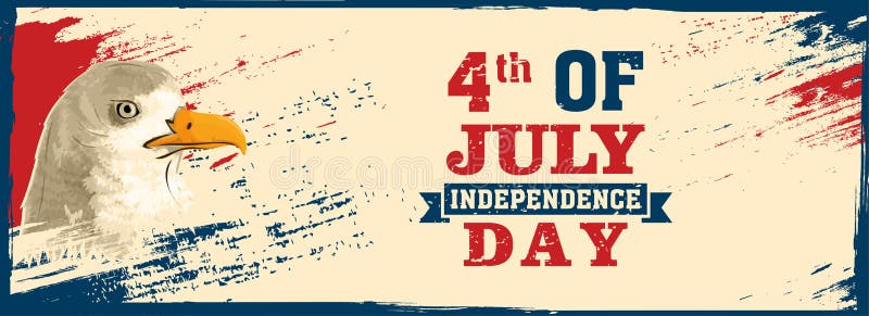Rengöringsdukbanerdesign med skalliga Eagle och 4th av Juli, självständighet stock illustrationer Rengöringsdukbanerdesign med skalliga Eagle och 4th av Juli, självständighet stock illustrationer