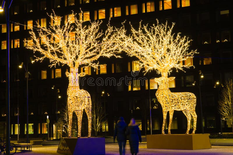 renna di illuminazione Stoccolma, Svezia immagini stock libere da diritti renna di illuminazione Stoccolma, Svezia immagini stock libere da diritti
