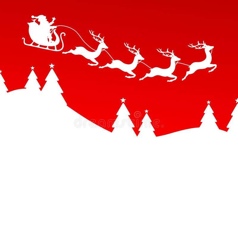 Rennes Forest Red de Santa And Christmas Sleigh Four illustration stock Rennes Forest Red de Santa And Christmas Sleigh Four illustration stock