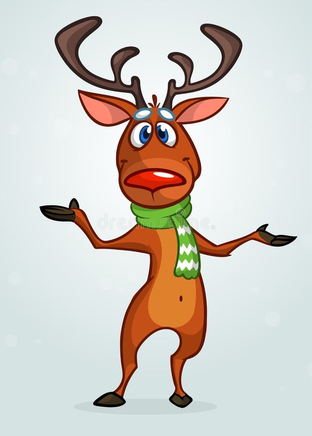 Reno feliz de la Navidad de la historieta que señala la mano Ejemplo del vector del carácter de la Navidad ilustración del vector Reno feliz de la Navidad de la historieta que señala la mano Ejemplo del vector del carácter de la Navidad ilustración del vector