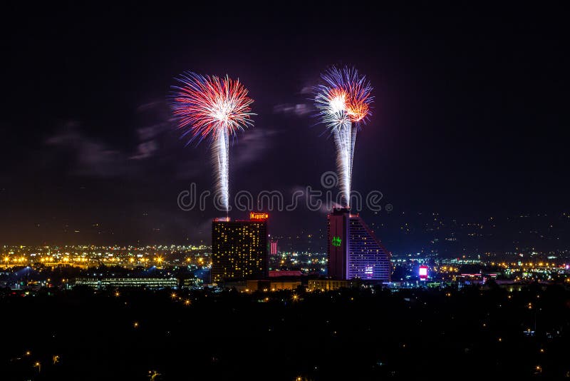 RENO JULY 04 the Nugget Fireworks Show As Part of the 4th of