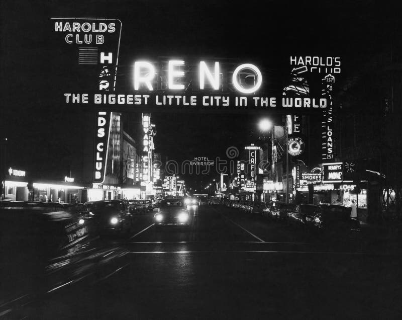 Reno Nevada, circa 1950s (All persons depicted are no longer living and no estate exists. Supplier grants that there will be no model release issues.). Reno Nevada, circa 1950s (All persons depicted are no longer living and no estate exists. Supplier grants that there will be no model release issues.)