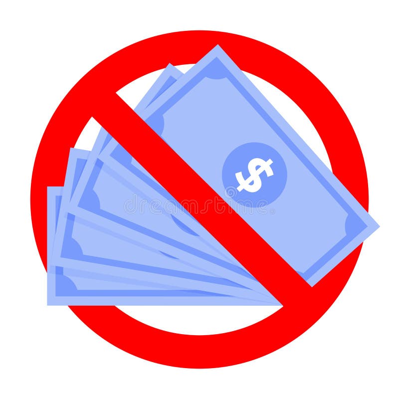 Renouncement cash money icon, do not accept cash banknotes