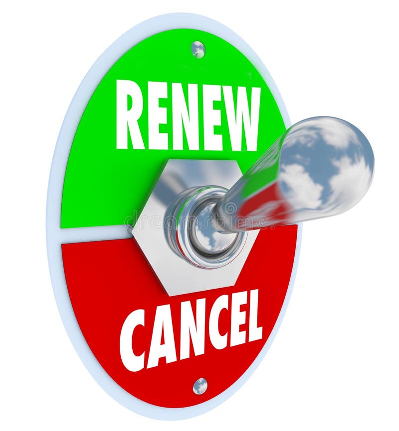 Renove contra o cancelamento da renovação do serviço do produto das palavras do cancelamento ilustração do vetor Renove contra o cancelamento da renovação do serviço do produto das palavras do cancelamento ilustração do vetor