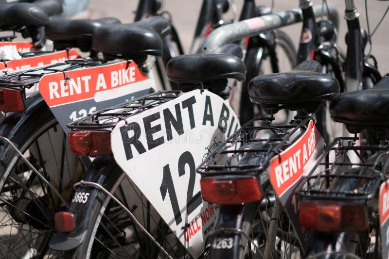 Rent a Bike, Row of Rental Bicycles Stock Image Image of europe