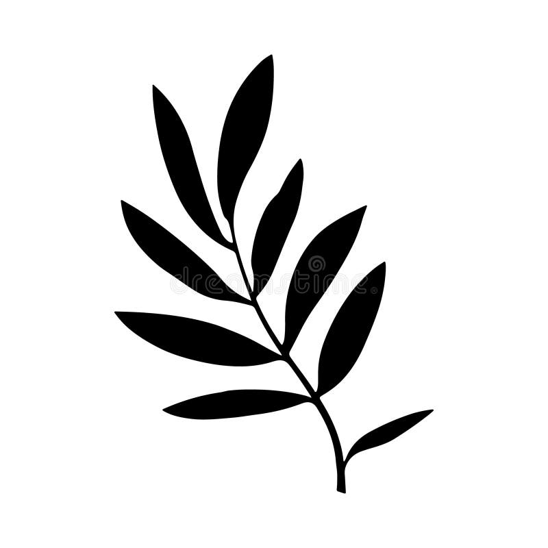 Rent botaniskt emblem. Skarp, svart bladillustration med minsta elegans idealisk som ett typemblemets logotyp eller tatuering stock illustrationer