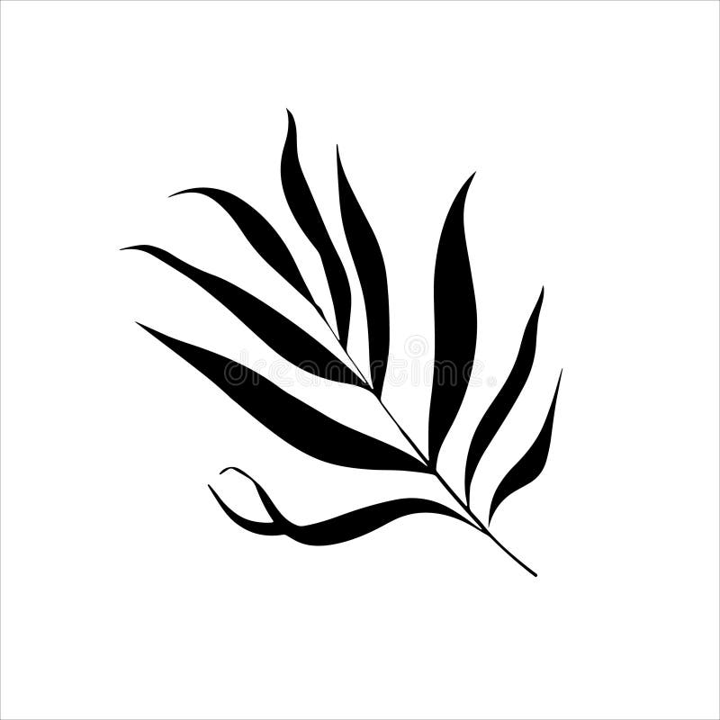 Rent botaniskt emblem. Skarp, svart bladillustration med minsta elegans idealisk som ett typemblemets logotyp eller tatuering vektor illustrationer