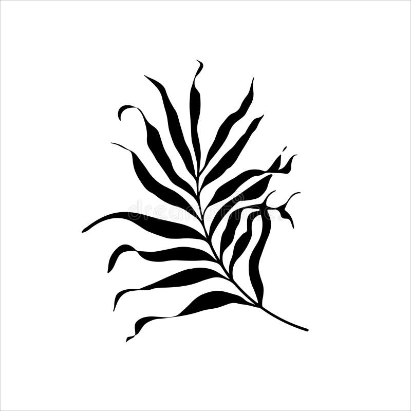 Rent botaniskt emblem. Skarp, svart bladillustration med minsta elegans idealisk som ett typemblemets logotyp eller tatuering vektor illustrationer