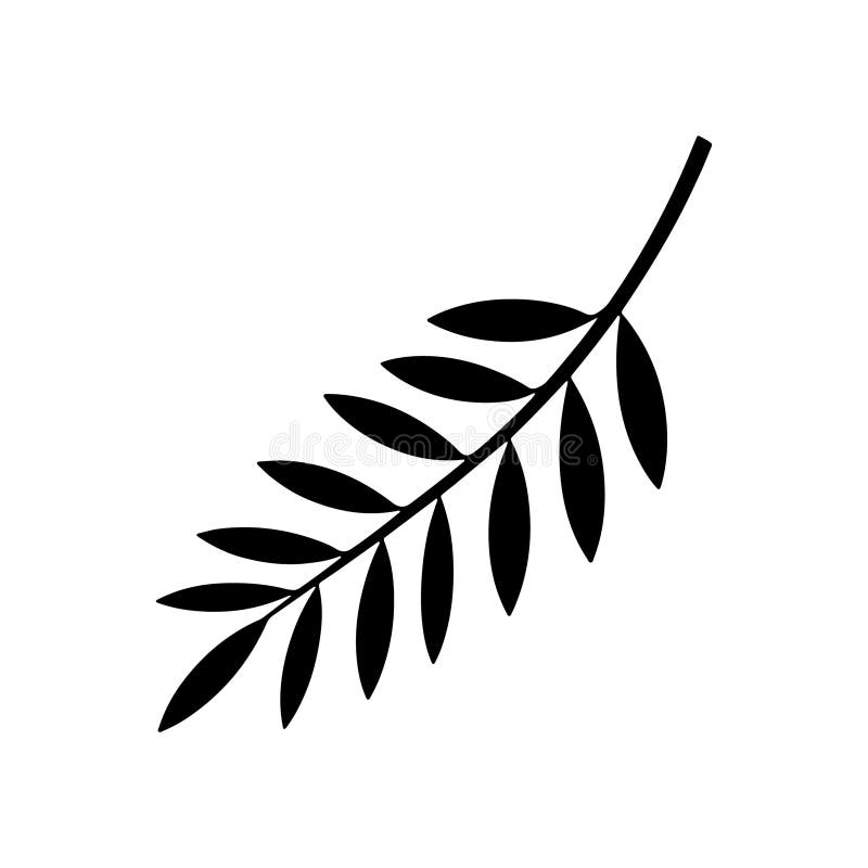 Rent botaniskt emblem. Skarp, svart bladillustration med minsta elegans idealisk som ett typemblemets logotyp eller tatuering vektor illustrationer