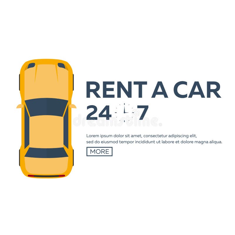 Rent a Car. Concept of  Banner. Vector Flat Illustration. Stock