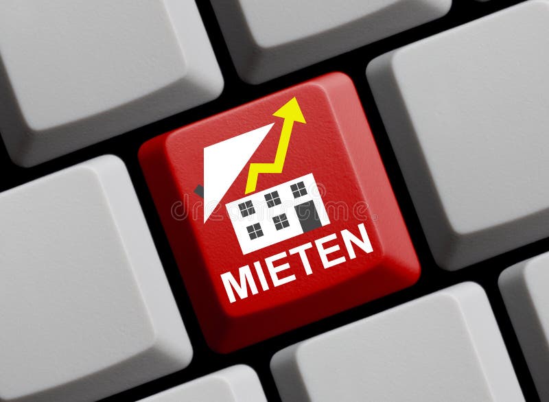 Rent Increase German Symbol on Computer Keyboard 3D Illustration