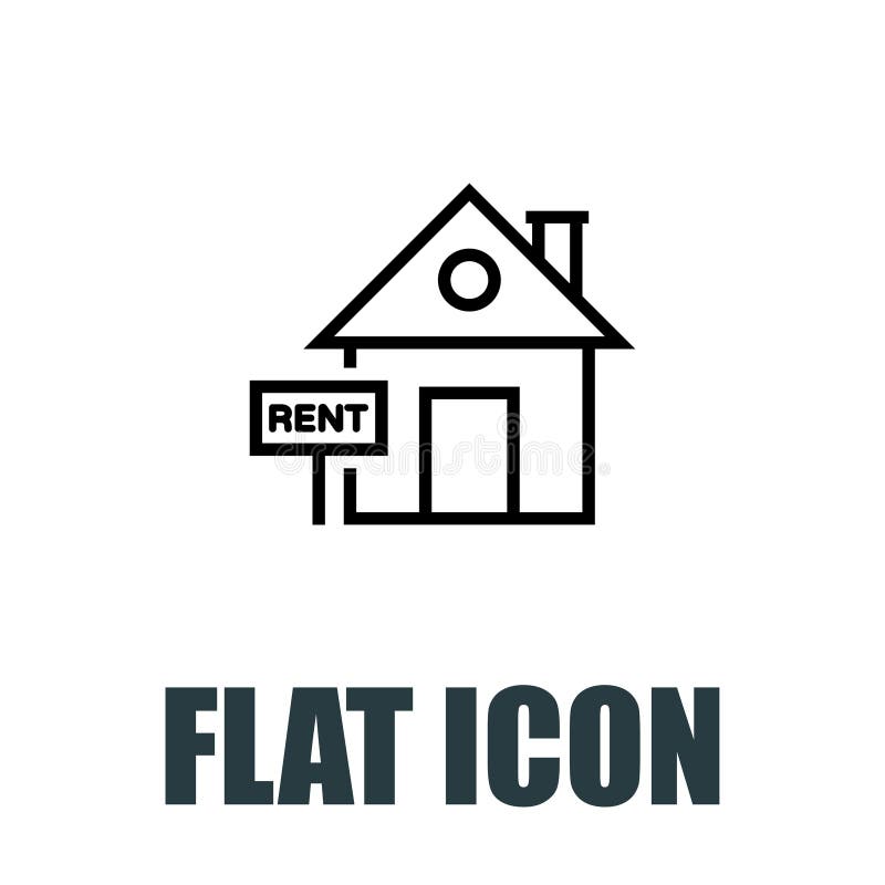 For Rent Placard Line Icon. For Rent Sign Vector Illustration Isolated