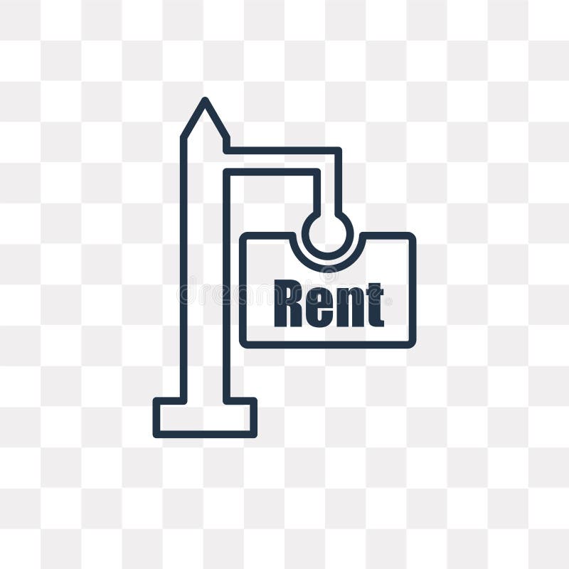 For Rent Vector Icon Isolated on Transparent Background, Linear Stock