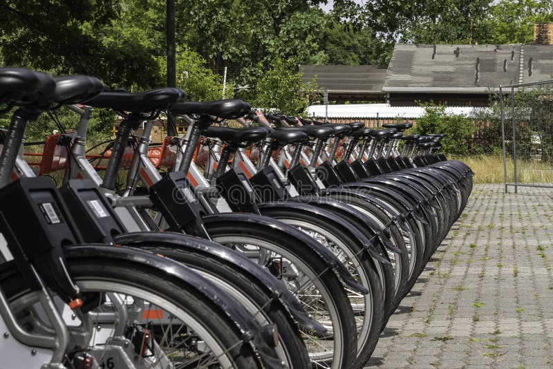 Rental Bikes in a Bike Rack Editorial Stock Photo Image of urban