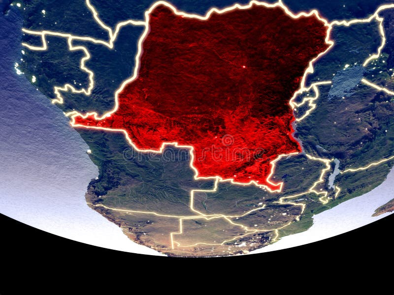 Rep Dem Конго вечером от космоса стоковое фото rf Rep Dem Конго вечером от космоса стоковое фото rf