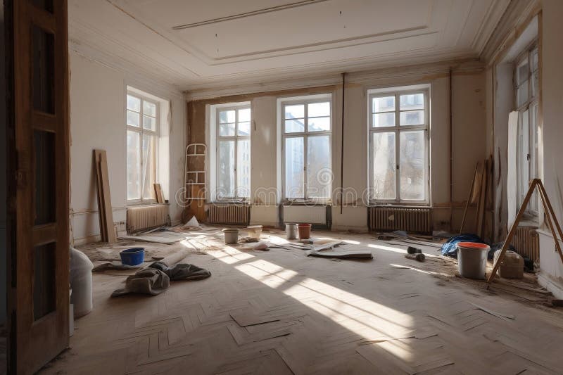 Repair of Apartments. AI Generated Stock Photo Image of wall