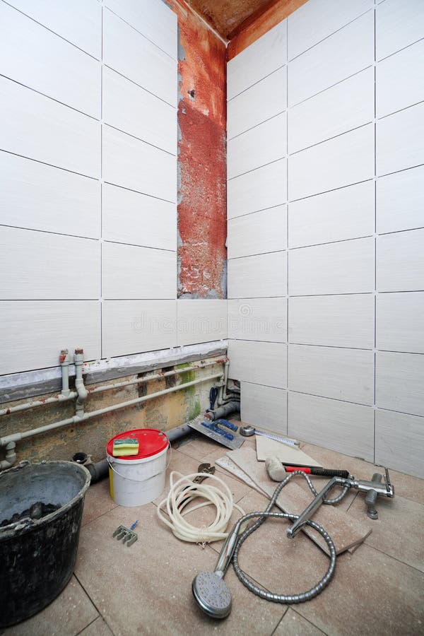 Repair in the bathroom stock photo. Image of dirt, color 15933018