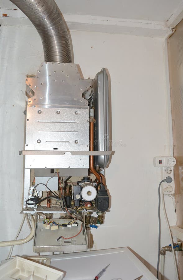 Repair of the boiler stock image. Image of services, valve 57540141