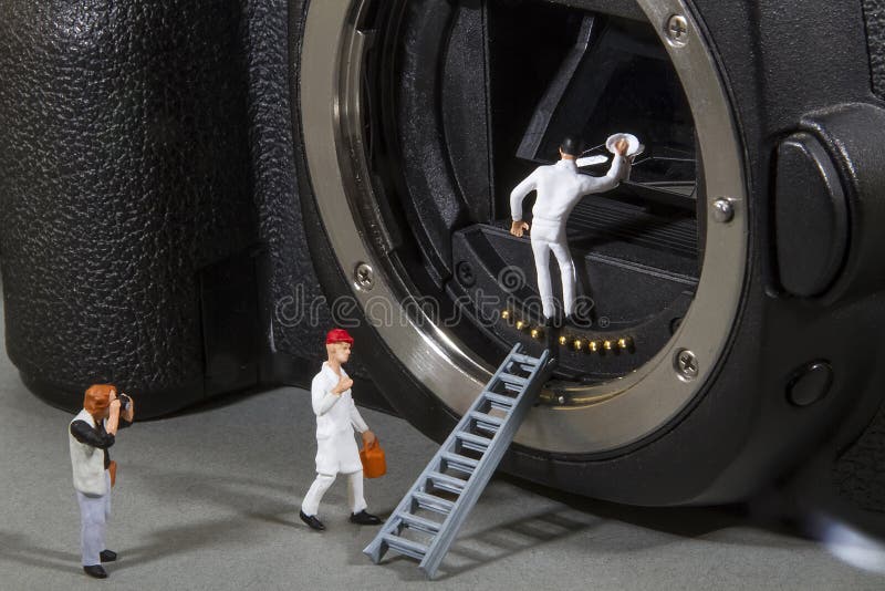 Set For Cleaning Cameras Consisting Of Several Objects Stock Photo