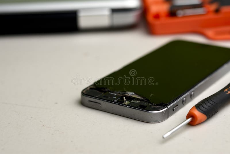 Repair of a Cell Phone Using Appropriate Tools with Your Operator Stock Photo Image of